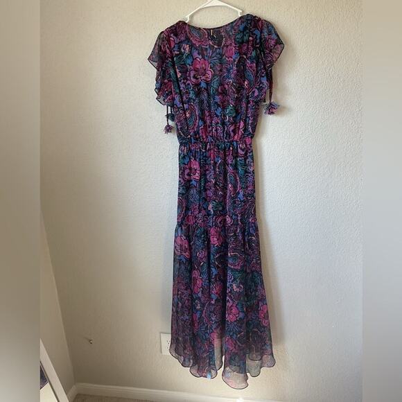 Misa Colette Ruched Floral Midi Dress Size Medium - Picture 8 of 14